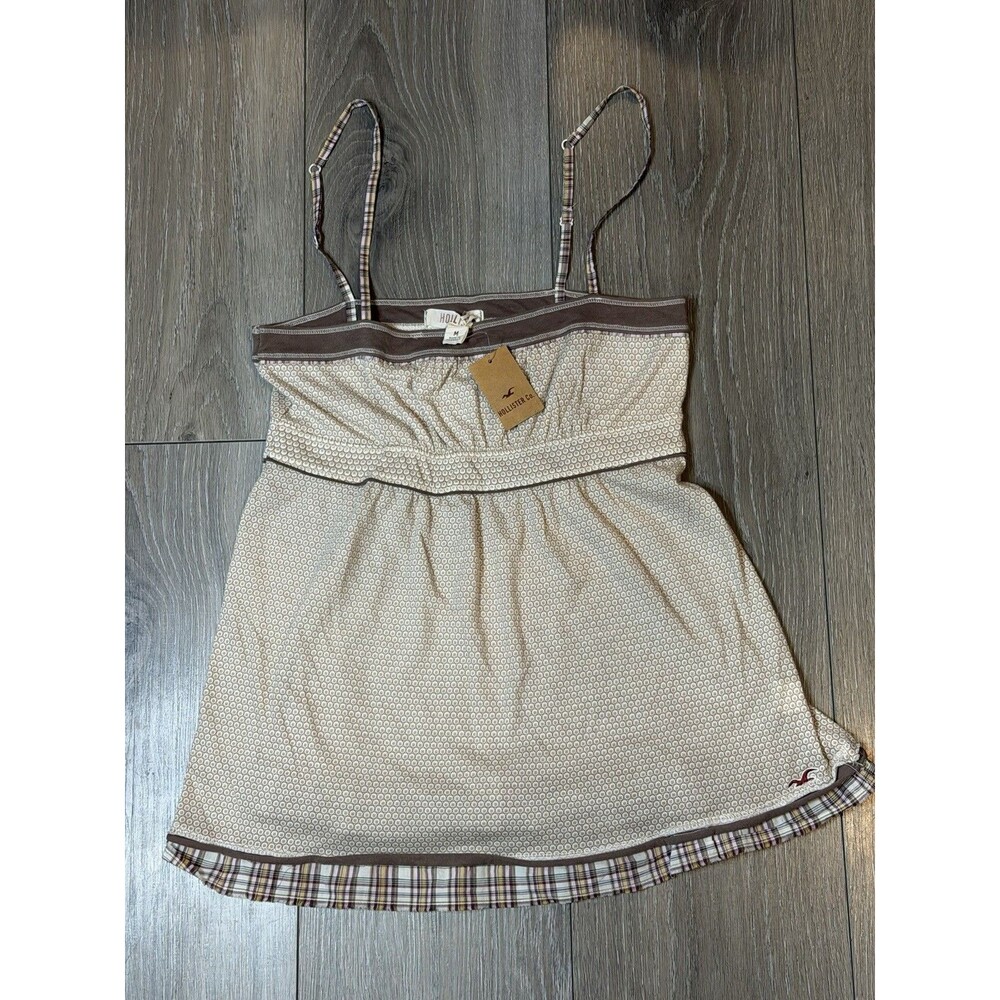 RARE Vintage Hollister Women's Brown Baby Doll Tank Top Y2K Cottagecore NWT